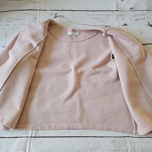 Light Pink Ribbed Open Cardigan Size Small - Picture 3 of 5